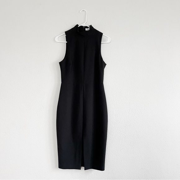 mock neck little black dress sleeveless sheath high collar cheongsam style 8 - Picture 2 of 9